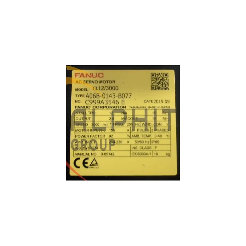 MOTEUR FANUC A06B-0143-B077 MOTEUR FANUC A06B-0143-B077