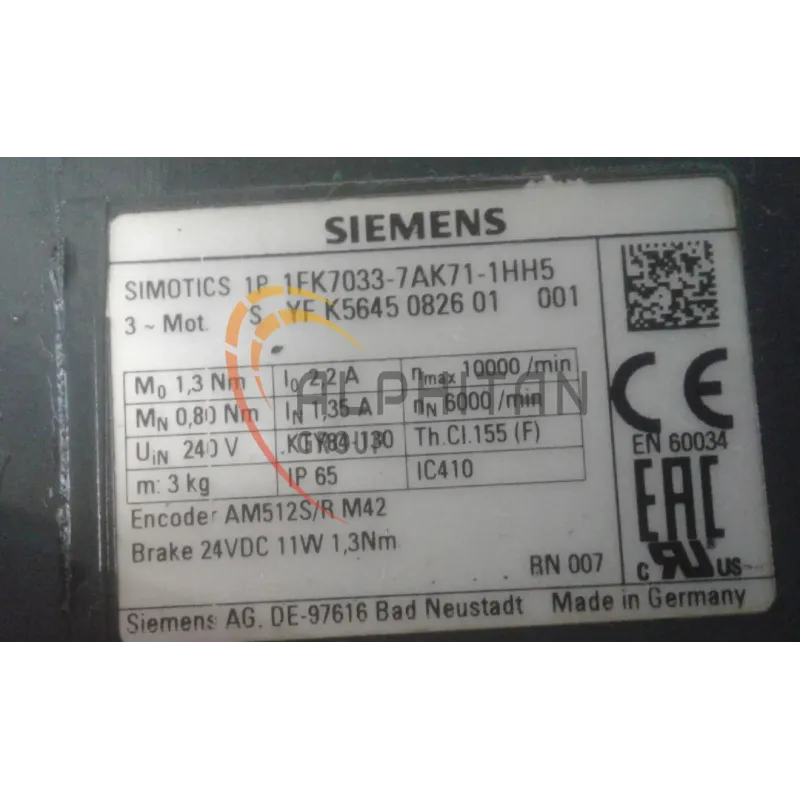 MOTEUR SIEMENS 1FK7033-7AK71-1HH5 MOTEUR SIEMENS 1FK7033-7AK71-1HH5