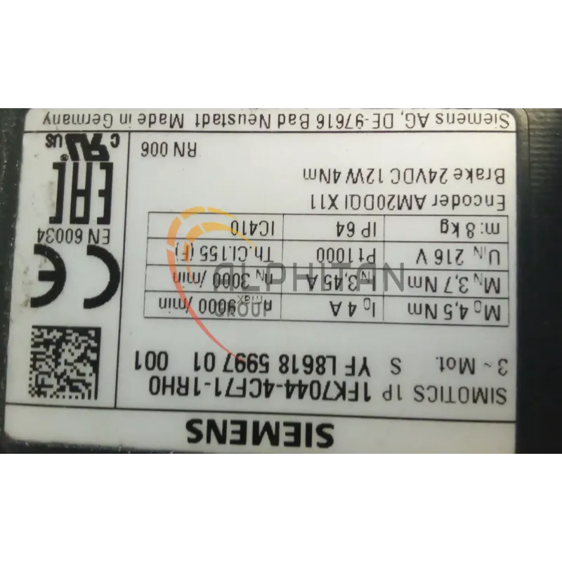 MOTEUR SIEMENS 1FK7044-4CF71-1RH0 MOTEUR SIEMENS 1FK7044-4CF71-1RH0