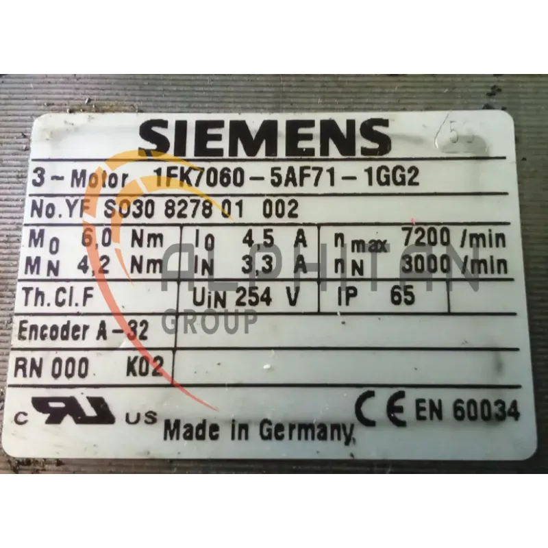 MOTEUR SIEMENS 1FK7060-5AF71-1GG2 MOTEUR SIEMENS 1FK7060-5AF71-1GG2