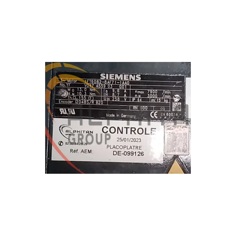 MOTEUR SIEMENS 1FT6082-8AF71-1AA0