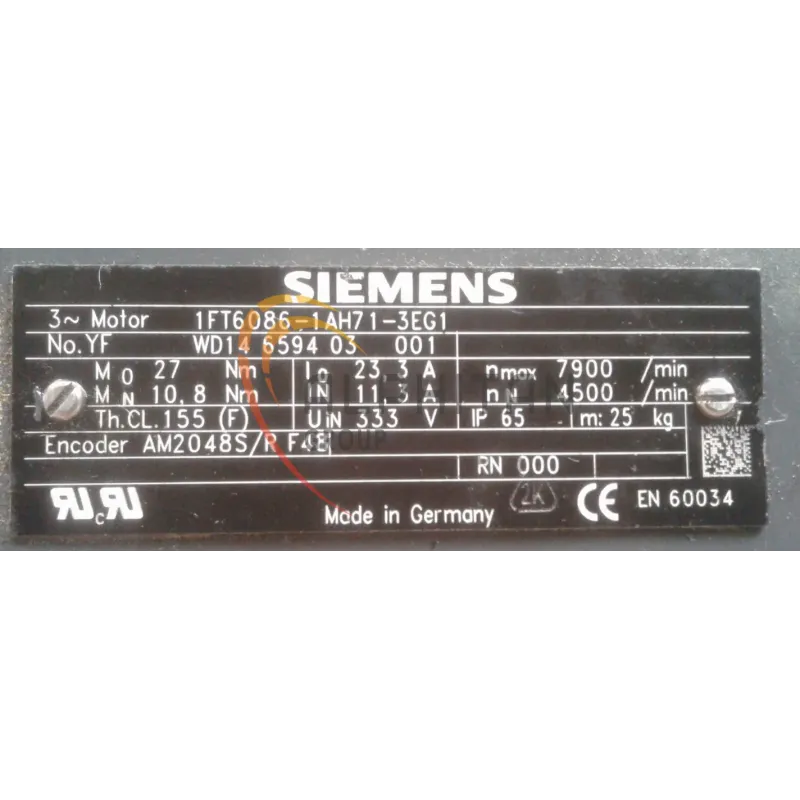 MOTEUR SIEMENS 1FT6086-1AH71-3EG1 MOTEUR SIEMENS 1FT6086-1AH71-3EG1