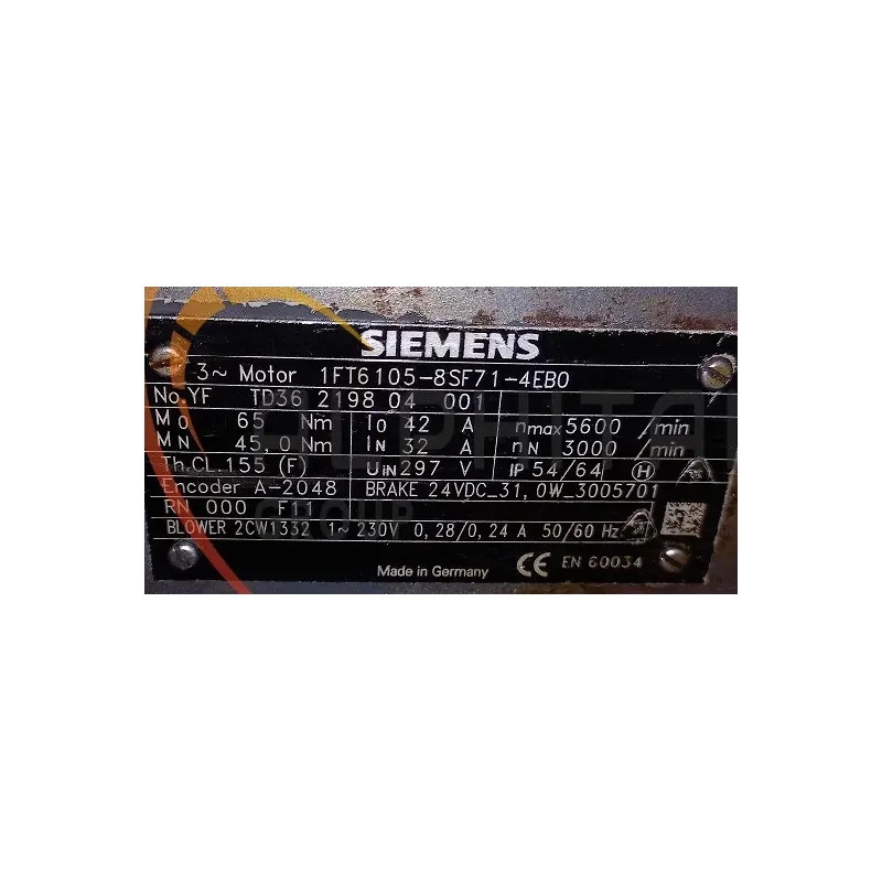 MOTEUR SIEMENS 1FT6105-8SF71-4EB0 MOTEUR SIEMENS 1FT6105-8SF71-4EB0