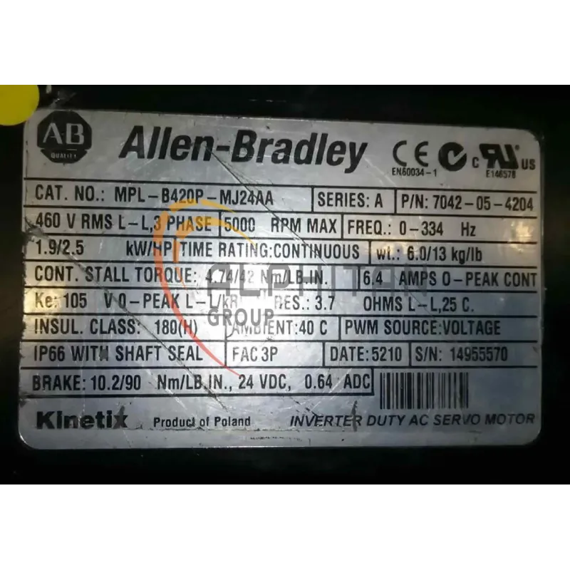 MOTEUR ALLEN BRADLEY MPL B420P-MJ24AA