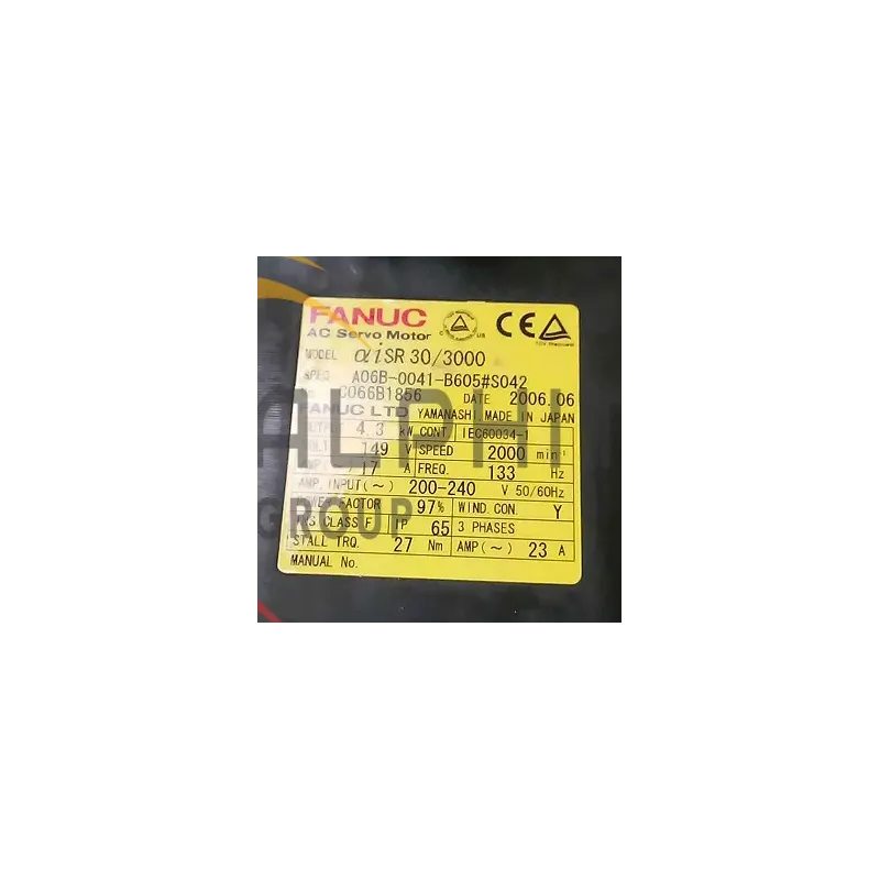 MOTEUR FANUC A06B-0041-B605 S042 MOTEUR FANUC A06B-0041-B605 S042