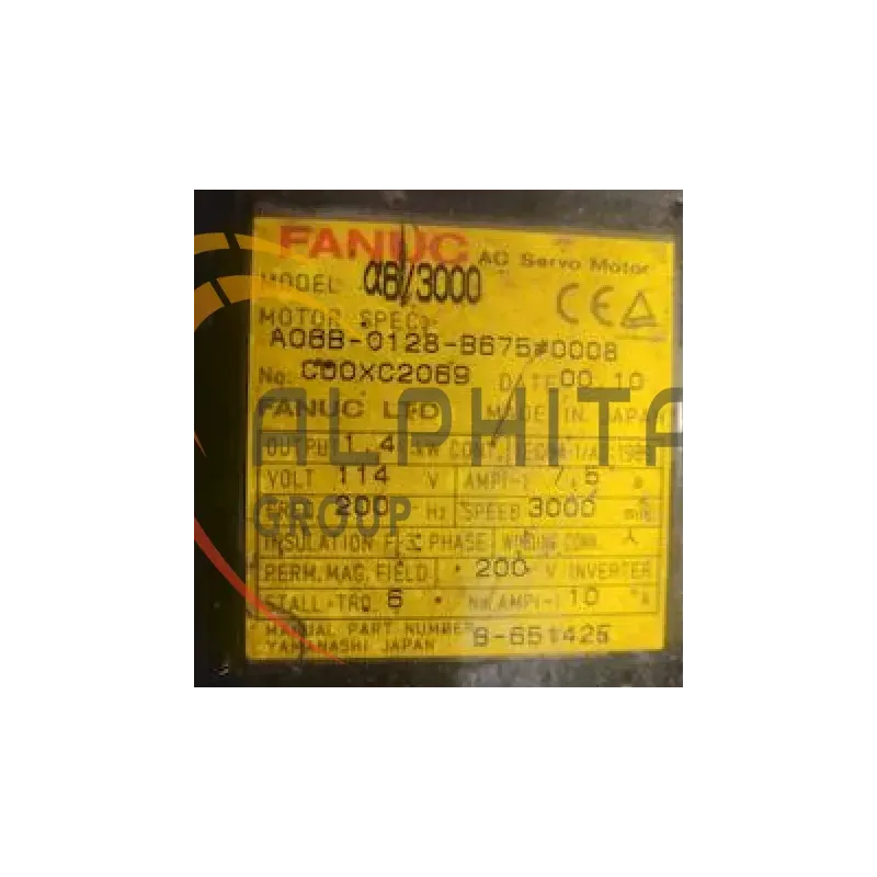 MOTEUR FANUC A06B-0128-B675 0008 MOTEUR FANUC A06B-0128-B675 0008