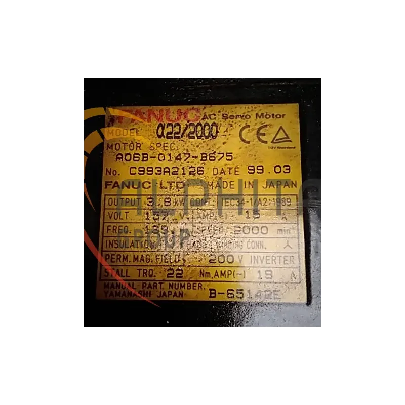 MOTEUR FANUC A06B-0147-B675 MOTEUR FANUC A06B-0147-B675