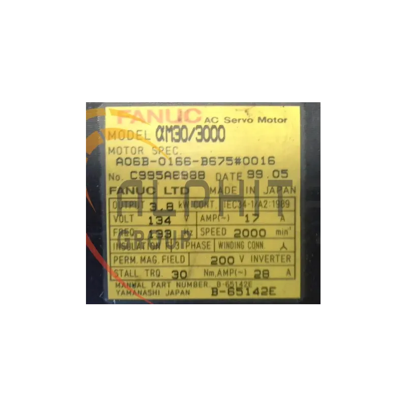 MOTEUR FANUC A06B-0166-B675 0016 MOTEUR FANUC A06B-0166-B675 0016