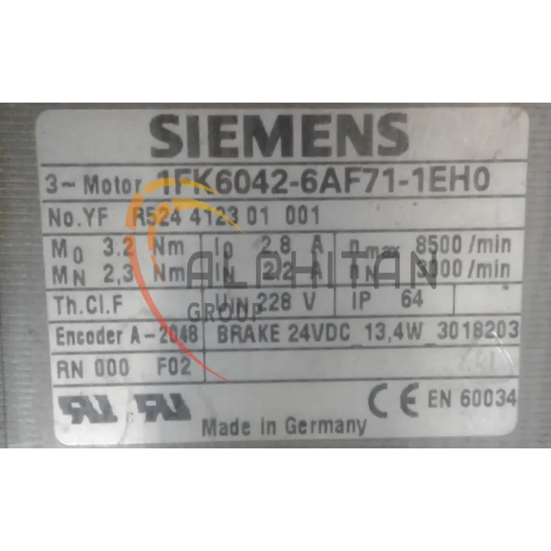 MOTEUR SIEMENS 1FK6042-6AF71-1EH0 MOTEUR SIEMENS 1FK6042-6AF71-1EH0