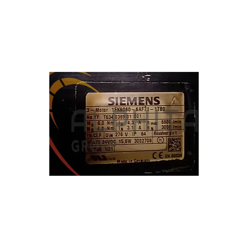 MOTEUR SIEMENS 1FK6060-6AF71-1TB0 MOTEUR SIEMENS 1FK6060-6AF71-1TB0