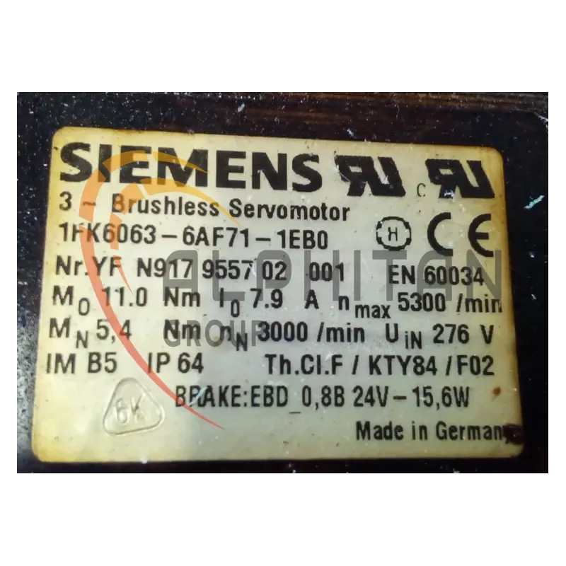 MOTEUR SIEMENS 1FK6063-6AF71-1EB0
