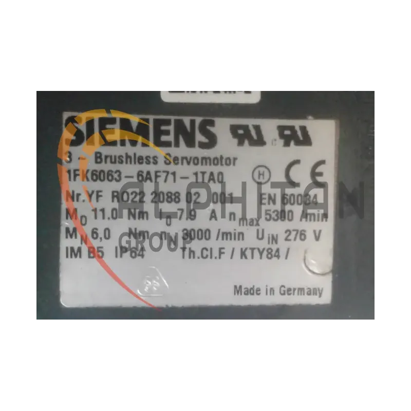 MOTEUR SIEMENS 1FK6063-6AF71-1TA0 MOTEUR SIEMENS 1FK6063-6AF71-1TA0