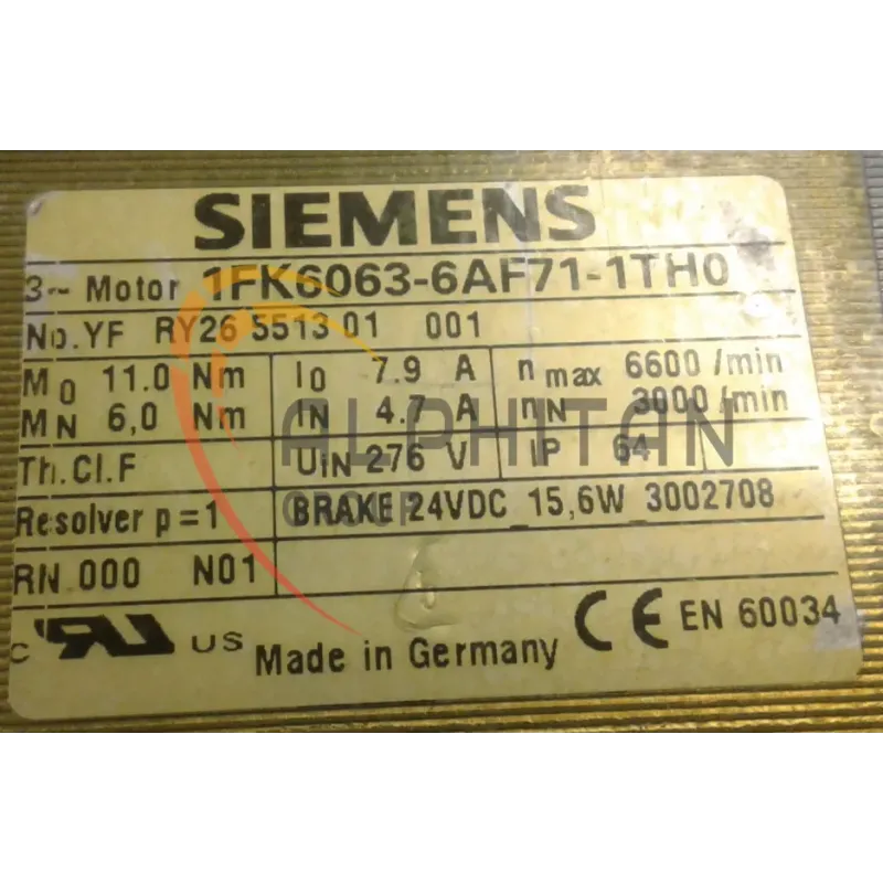 MOTEUR SIEMENS 1FK6063-6AF71-1TH0 MOTEUR SIEMENS 1FK6063-6AF71-1TH0