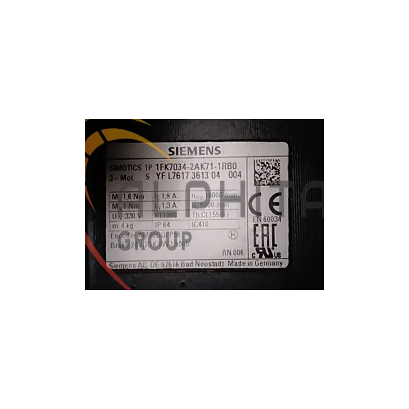 MOTEUR SIEMENS 1FK7034-2AK71-1RB0