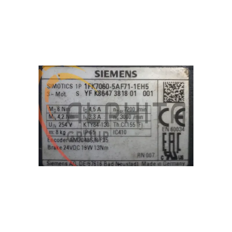 MOTEUR SIEMENS 1FK7060-5AF71-1EH5