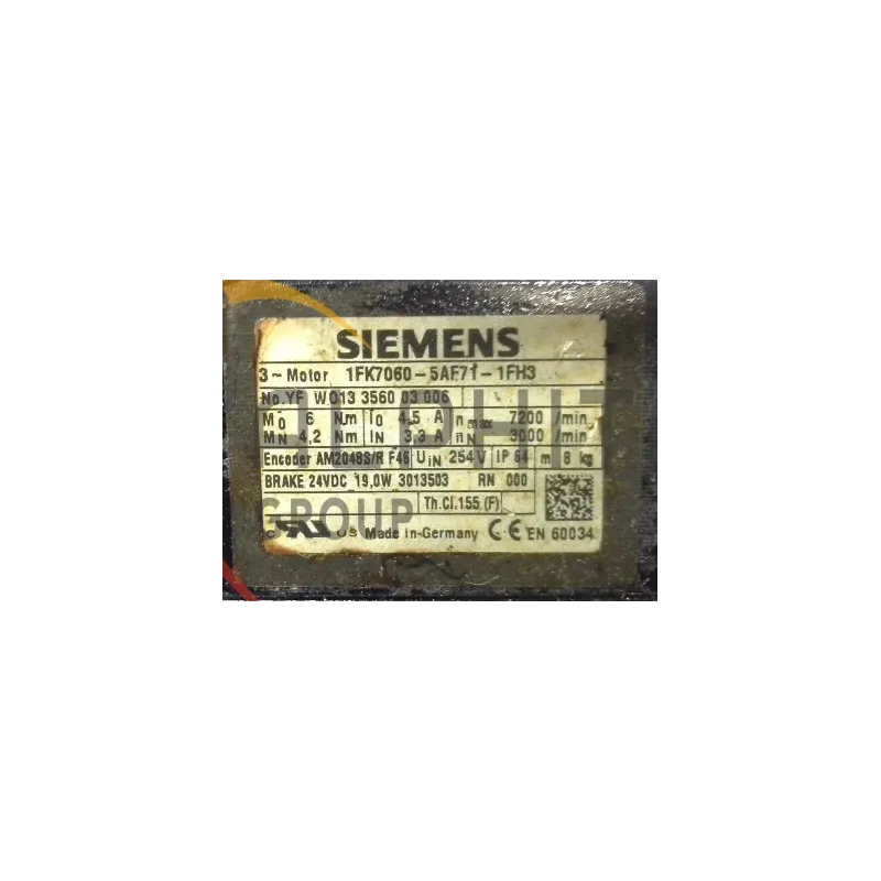 MOTEUR SIEMENS 1FK7060-5AF71-1FH0 OU 1FH3 MOTEUR SIEMENS 1FK7060-5AF71-1FH0 OU 1FH3