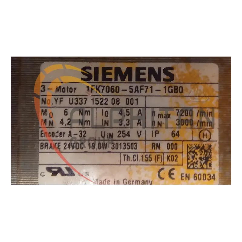 MOTEUR SIEMENS 1FK7060-5AF71-1GB0 MOTEUR SIEMENS 1FK7060-5AF71-1GB0