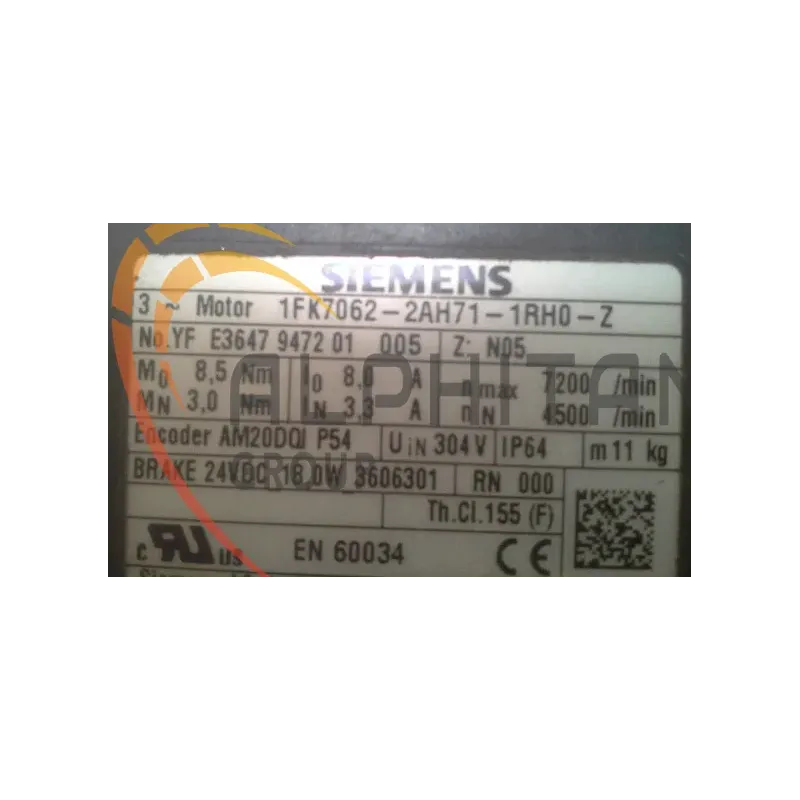 MOTEUR SIEMENS 1FK7062-2AH71-1RH0-Z