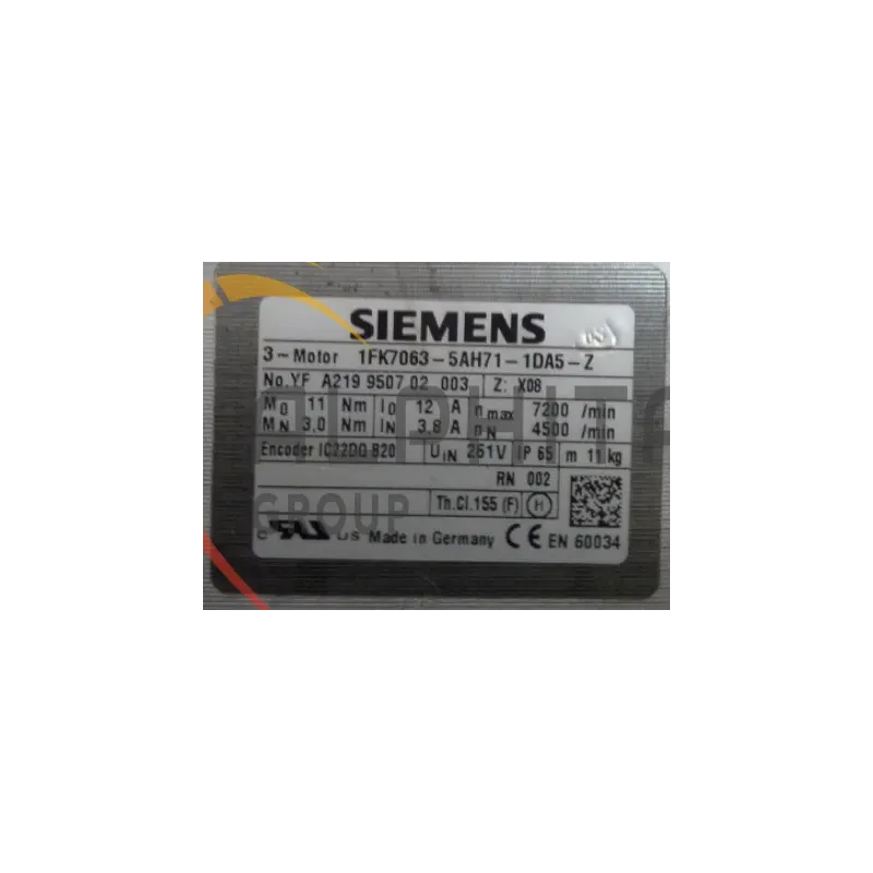 MOTEUR SIEMENS 1FK7063-5AH71-1DA5-Z Z X08 MOTEUR SIEMENS 1FK7063-5AH71-1DA5-Z Z X08
