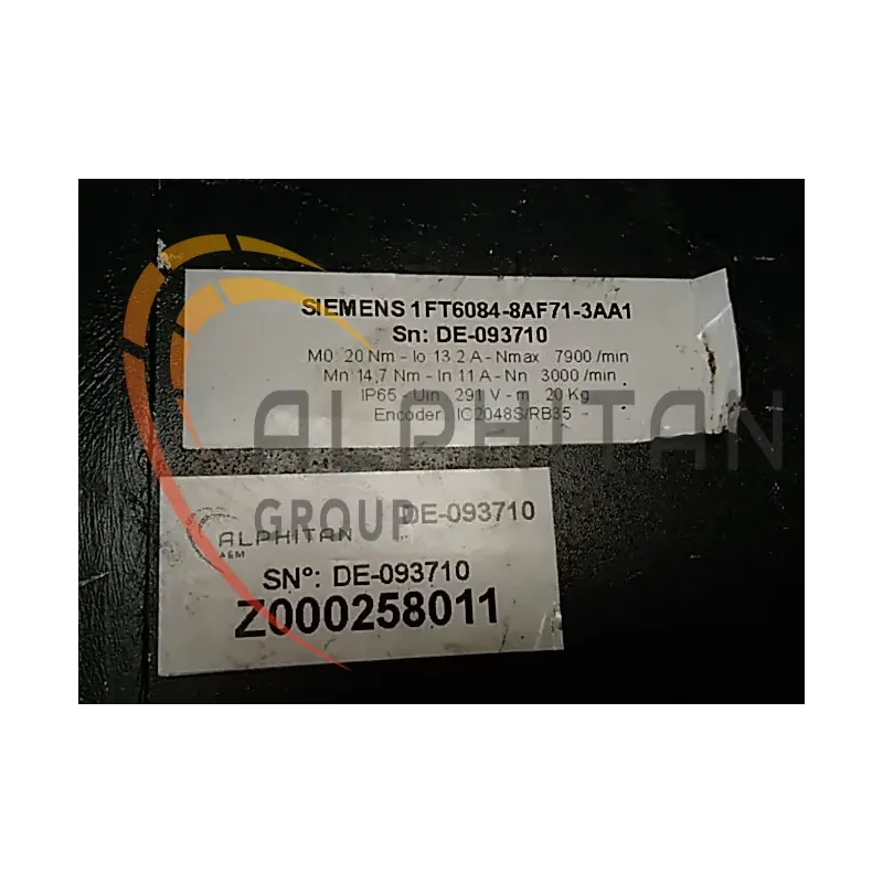 MOTEUR SIEMENS 1FT6084-8AF71-3AA1 MOTEUR SIEMENS 1FT6084-8AF71-3AA1