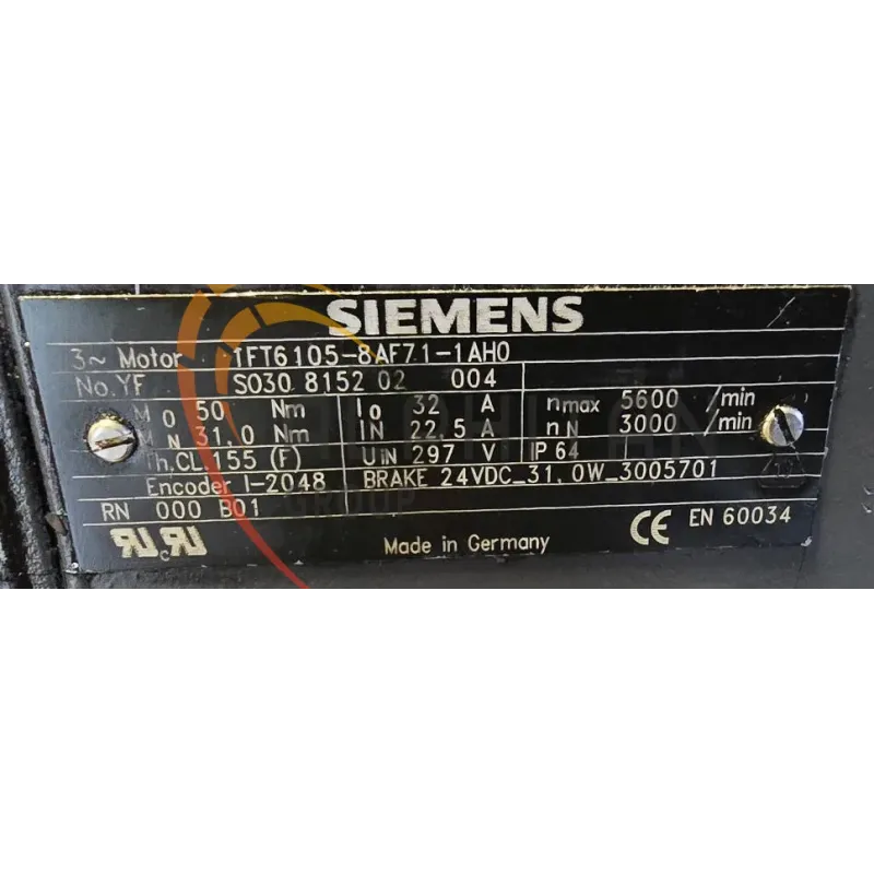 SIEMENS MOTEUR 1FT6105-8AF71-1AH0 SIEMENS MOTEUR 1FT6105-8AF71-1AH0